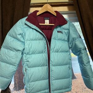 Patagonia Kids Puffer Jacket - Sky Blue and Maroon